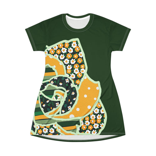 Country Quilt Rose - All Over Print T-Shirt Dress