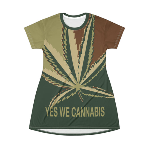 Yes We Cannabis - All Over Print T-Shirt Dress