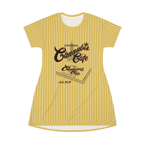 Cannabis Cafe- Let's Roll - All Over Print T-Shirt Dress