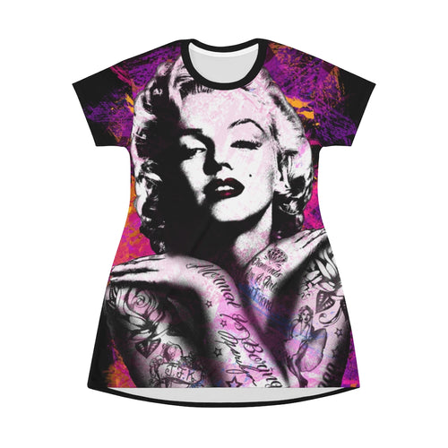 Marilyn Tattoo - BLACK - All Over Print T-Shirt Dress