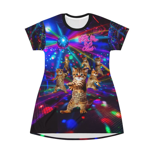 Kitty Cat Club - All Over Print T-Shirt Dress