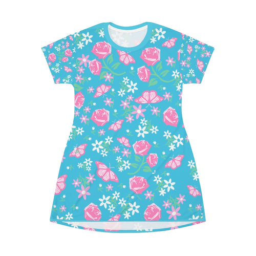 Pink Roses - All Over Print T-Shirt Dress