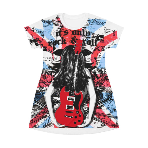 It's Only Rock N' Roll - All Over Print T-Shirt Dress