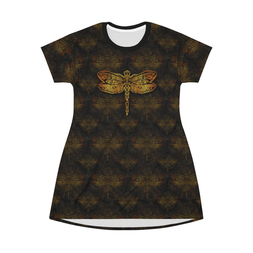 Golden Dragon Fly - All Over Print T-Shirt Dress