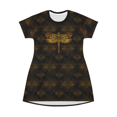 Golden Dragon Fly - All Over Print T-Shirt Dress