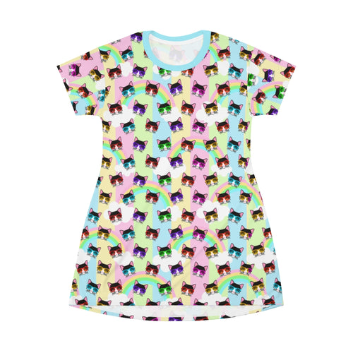 Smarty Cat - All Over Print T-Shirt Dress
