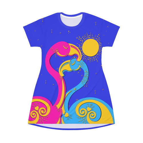 Pretty Flamingo's - All Over Print T-Shirt Dress