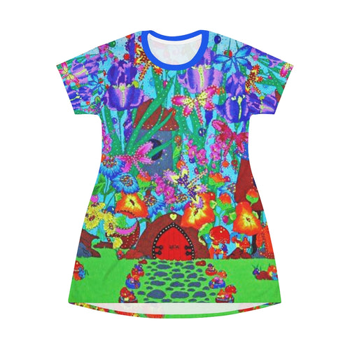 Flowerville - All Over Print T-Shirt Dress