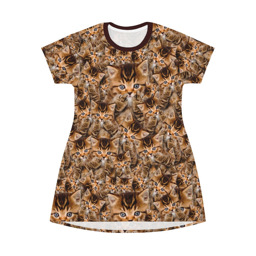 Cattitude Cat - All Over Print T-Shirt Dress