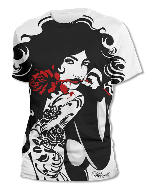 Blood Rose1 - WHITE - Sublimation All-Over Print Unisex Tee
