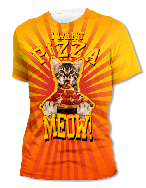 I Want Pizza Meow! - Unisex All-Over Print Graphic Tee