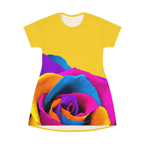 Rainbow Rose - All Over Print T-Shirt Dress