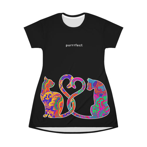 Purrfect - All Over Print T-Shirt Dress