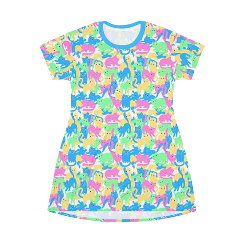 Catmaflage - Pastels - All Over Print T-Shirt Dress