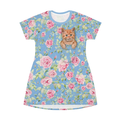 Kitty In My Pocket - All Over Print T-Shirt Dress