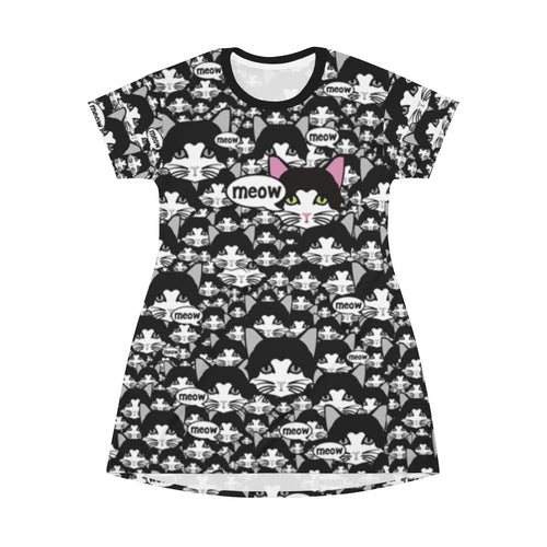 Meow Kitty - All Over Print T-Shirt Dress