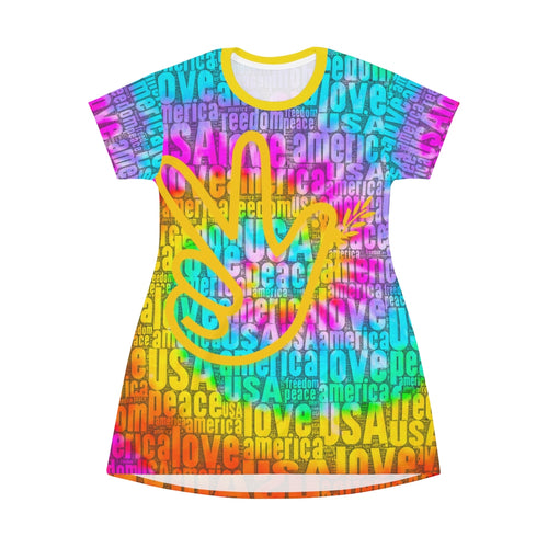 Peace Dove USA - Pastel TyeDye - All Over Print T-Shirt Dress