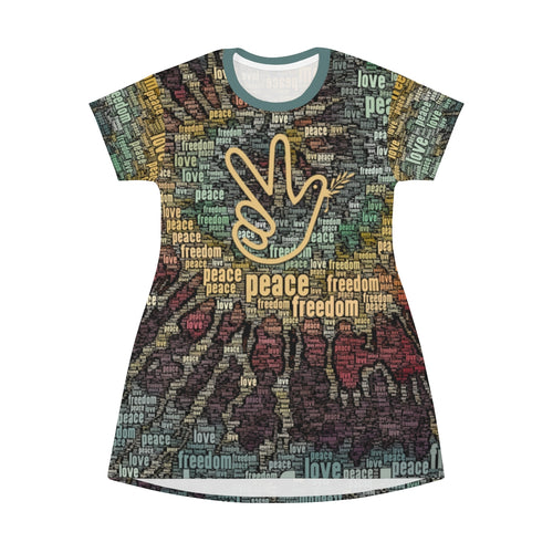 Peace Dove -Natural Retro - All Over Print T-Shirt Dress