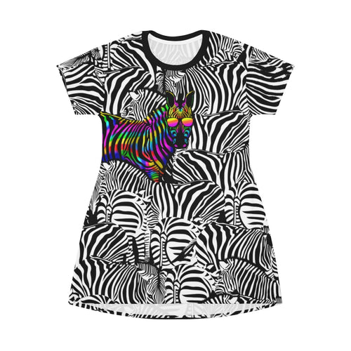 Don't Blend In - Zebra - All Over Print T-Shirt Dress