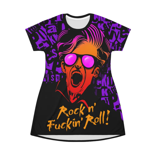 Rock N' Fuckin' Roll! - All Over Print T-Shirt Dress