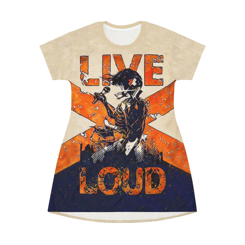 Live Loud - All Over Print T-Shirt Dress