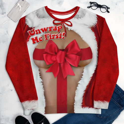 Unwrap Me First - All-Over Print Unisex Sweatshirt