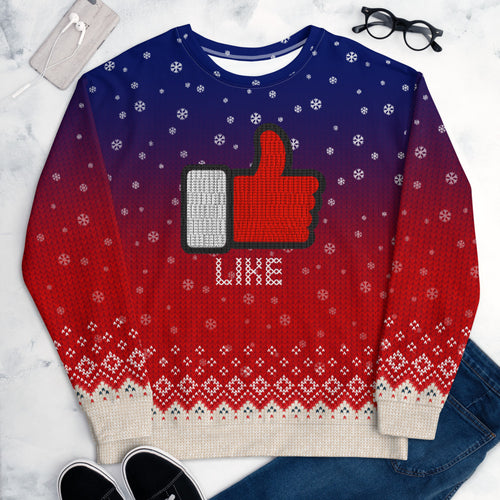 Like - Thumbs Up For Santa - All-Over Print Unisex Sweatshirt