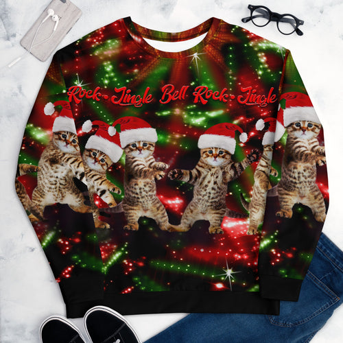 Disco Kitty - Jingle Bell Rock 2 - All-Over Print Unisex Sweatshirt