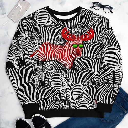 Don't Blend In - Xmas Zebra - All-Over Print Unisex Sweatshirt