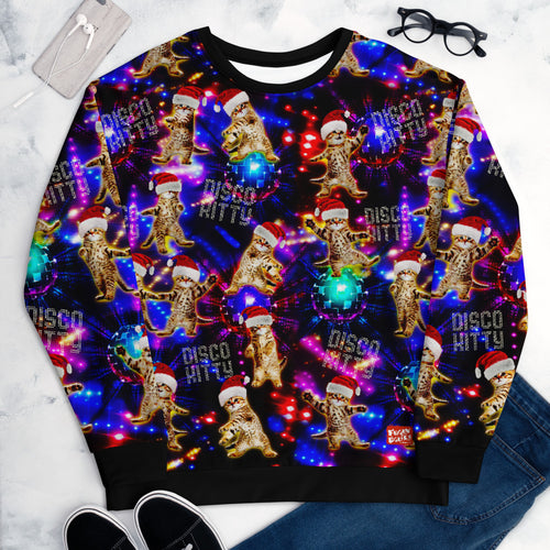 Disco Kitty - Christmas Dance - All-Over Print Unisex Sweatshirt