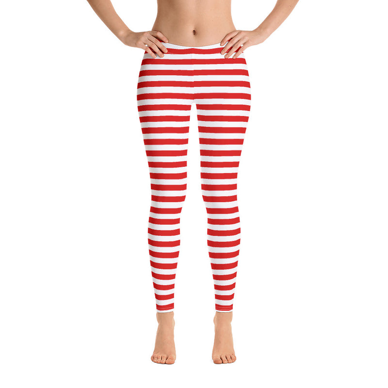 Red Horizontal Stripes - All-Over Print Leggings