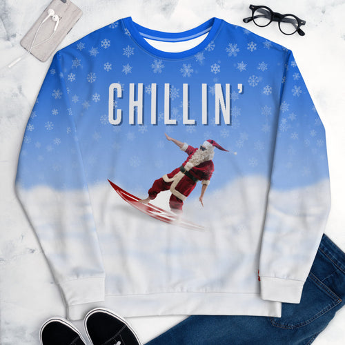 Chillin' -Surfing Santa - All-Over Print Unisex Sweatshirt