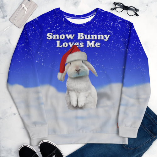 Snow Bunny Loves Me - All-Over Print Unisex Sweatshirt