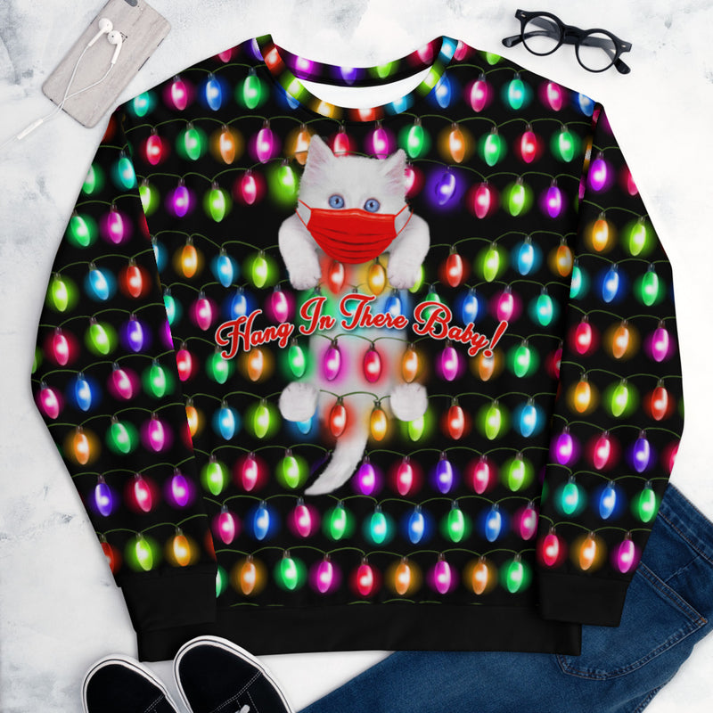 Hang In There Baby - Kitty Lights - All-Over Print Unisex Sweatshirt