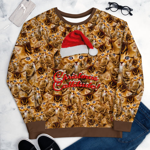 Christmas Cattitude Montage - All-Over Print Unisex Sweatshirt