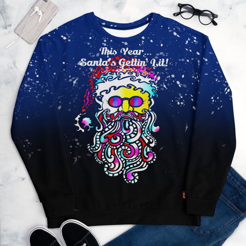 Santa's Gettin Lit - All-Over Print Unisex Sweatshirt