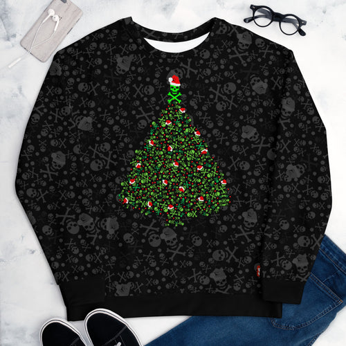 Skull & Bones Christmas Tree - All-Over Print Unisex Sweatshirt