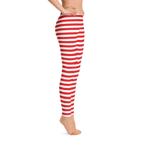 Red Horizontal Stripes - All-Over Print Leggings