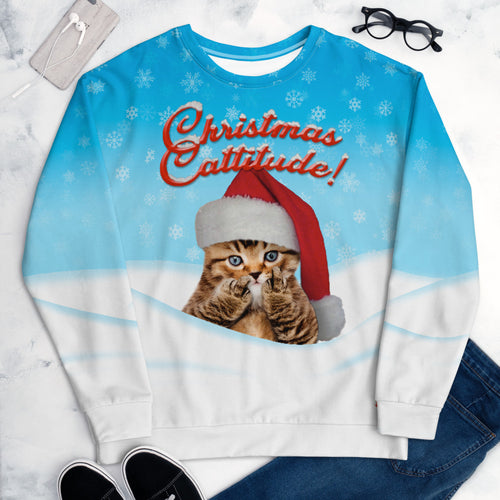 Christmas Cattitude - Greetings - All-Over Print Unisex Sweatshirt