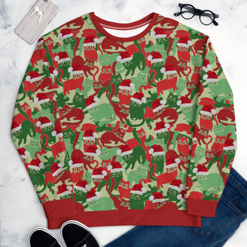 CHristmas Catmaflage - All-Over Print Unisex Sweatshirt