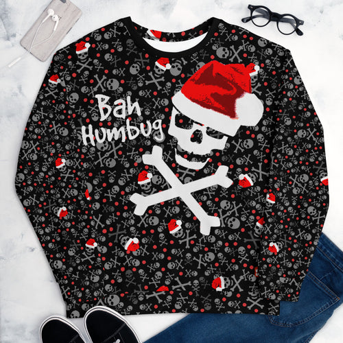 Bah Humbug - Skull & Bones - All-Over Print Unisex Sweatshirt
