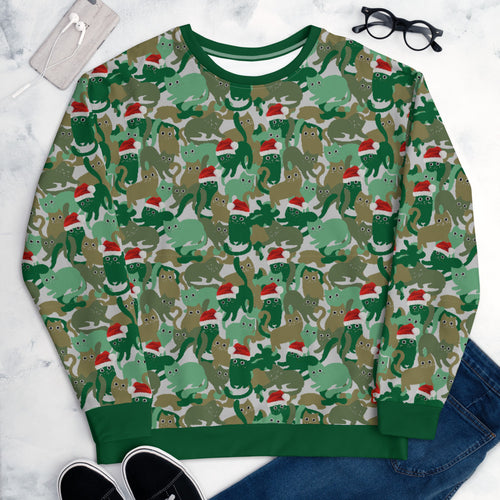 Chrismas Catmaflage - Green - All-Over Print Unisex Sweatshirt