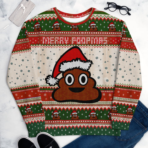 Merry Poopmas - Fugly - All-Over Print Unisex Sublimation Sweatshirt