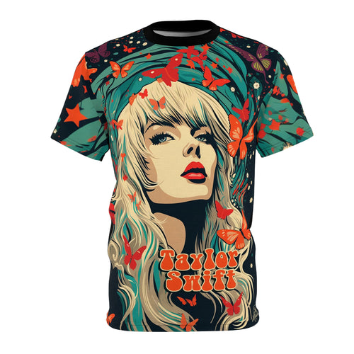 Taylor Swift - Good Vibes - Black All-Over Print Unisex Cut & Sew Tee (AOP)