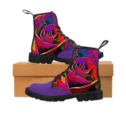 Wild Rose - Abstract - Women's Canvas Boots