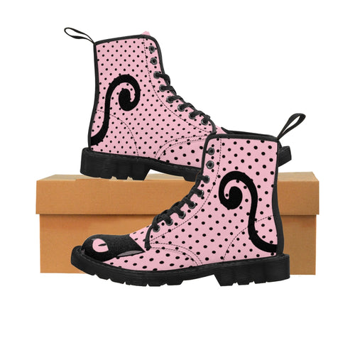 Pink Kitty Boots - Women's Canvas Boots