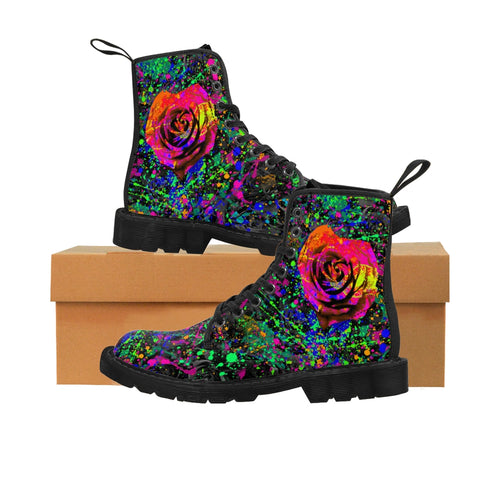 Wild Rose - Splatter Paint - Women's Canvas Boots