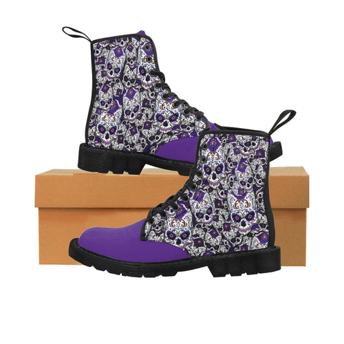 Skullicious - Purple - Women's Canvas Boots