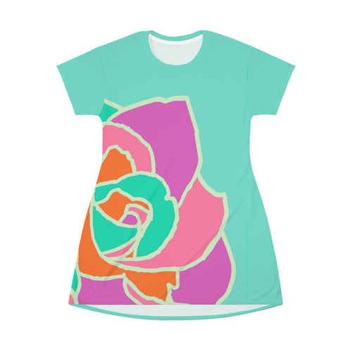 Springtime Rose - All Over Print T-Shirt Dress