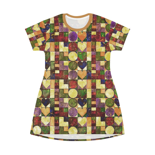 LOVE Squared - Retro Effect - All Over Print T-Shirt Dress